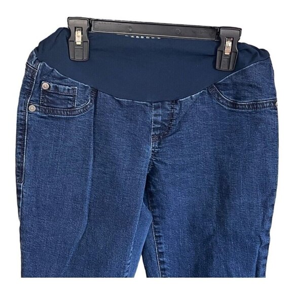 Indigo Blue Maternity Bootcut/Flare Leg Jeans~Size XS~Dark Wash Denim L5 22 - Picture 3 of 11